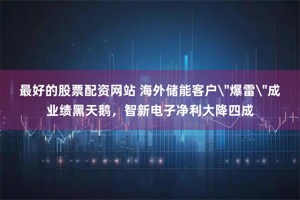 最好的股票配资网站 海外储能客户＂爆雷＂成业绩黑天鹅，智新电子净利大降四成
